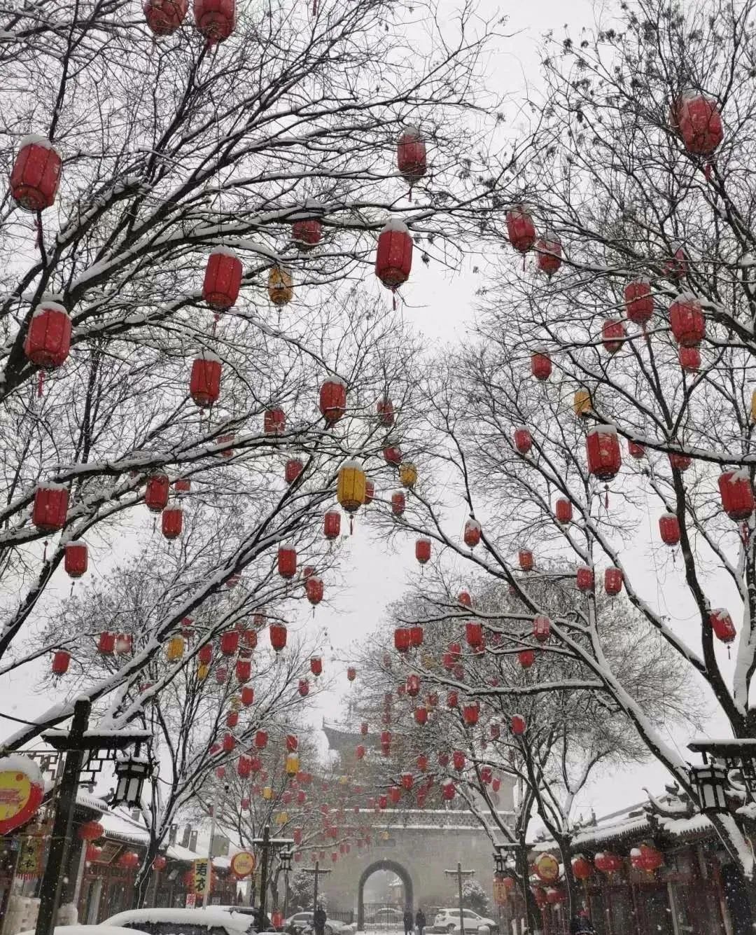 榆林老街的雪景。图/小红书 by教师喵和小萌宝的日常